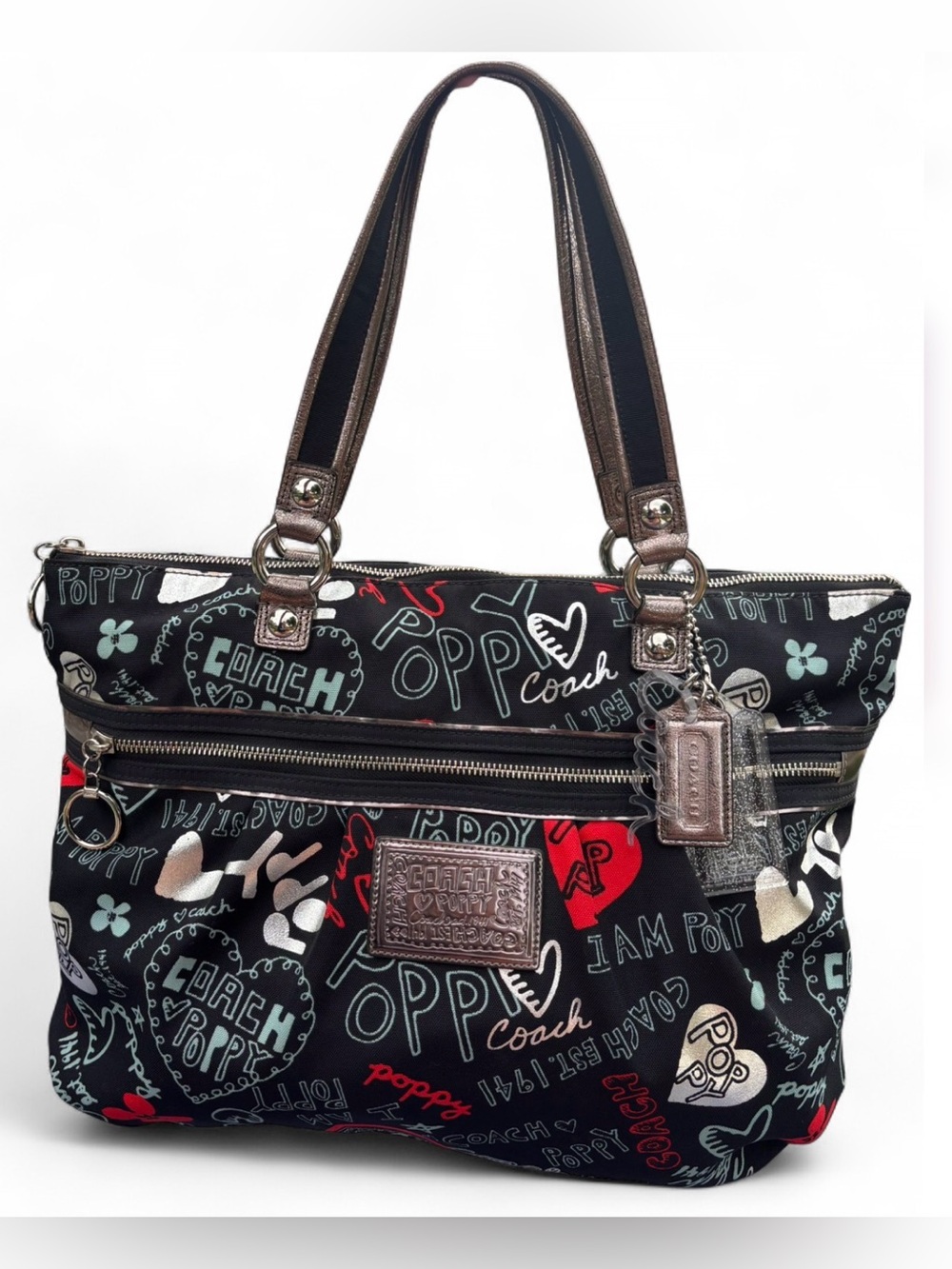 COACH POPPY GRAFFITI HEARTS GLAM  LIMITED EDITION SHOULDER BAG